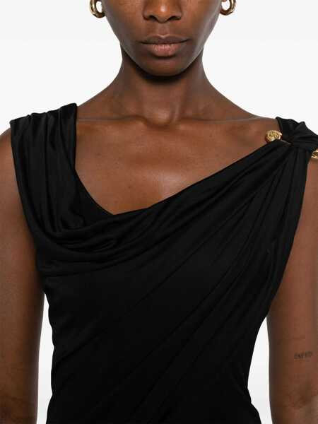 Rochii Versace Draped jersey long Dress BLACK Femei (BM 18289762) 5