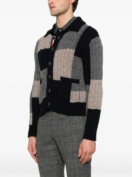 Cardigane Thom Browne Intarsia Cardigan NAVY/GREY/BROWN Barbati (BM 18289774) 3