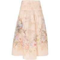 Fuste Zimmermann Linen And Silk Blend Midi Skirt Femei