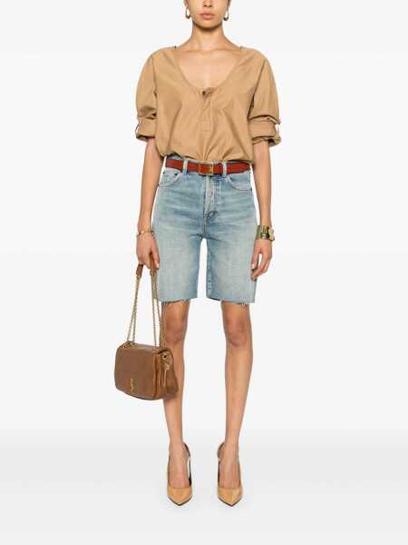 Camasi Saint Laurent Saint Laurent Twill Blouse Beige Femei (BM 18292959) 2