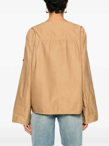 Camasi Saint Laurent Saint Laurent Twill Blouse Beige Femei (BM 18292959) 4