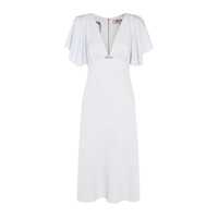 Rochii Elisabetta Franchi Light Blue Midi Dress With V-Neck Femei