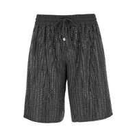 Pantaloni casual Grey Swim Shorts With Elastic Drawstring Waist And All-Over Pinstripe Rhinestones Embellishments In Tech Fabric Woman Femei