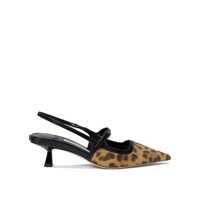 Pantofi cu toc 'Didi' Brown Slingback Pumps With Leopard Motif And Sculpted Heel In Leather Woman Femei