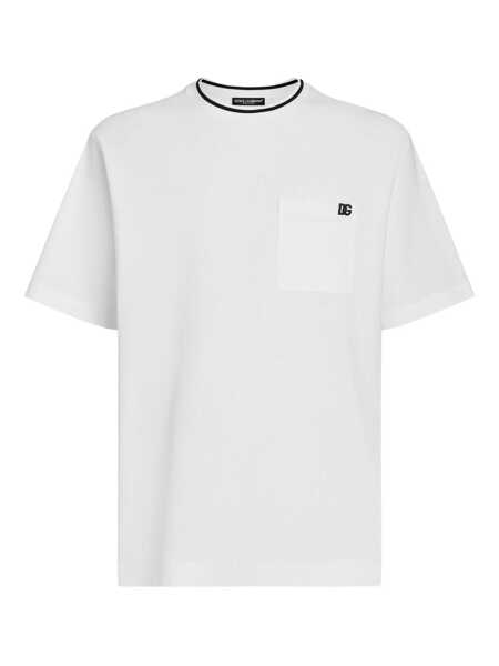 Tricouri Dolce & Gabbana White Crewneck T-Shirt With Logo Embroidery On The Front In Cotton Man WHITE Barbati (BM 18294606) 1