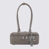 Genti de mana Self-Portrait Grey Leather Top Handle Bag Femei