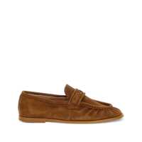 Mocasini 'Naty 02' Brown Loafers With Love Birds Diamond Cut Logo Plaque In Suede Woman Femei