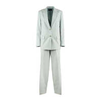 Salopete Paul Smith Light Blue Pinstriped Cotton-Linen Blend Suit Femei