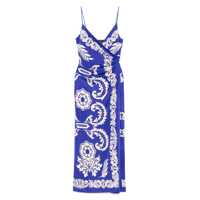 Rochii Blue Long Dress With Spaghetti Straps And All-Over Print In Tech Fabric Stretch Woman Femei