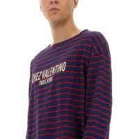 Tricouri Valentino Garavani pentru Barbati - Tricouri Valentino Garavani Long Sleeve T-Shirt With Chez Valentino Print BLUE Barbati (BM 18297022) - B-mall.ro