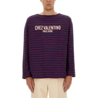 Tricouri Long Sleeve T-Shirt With "Chez Valentino" Print Barbati