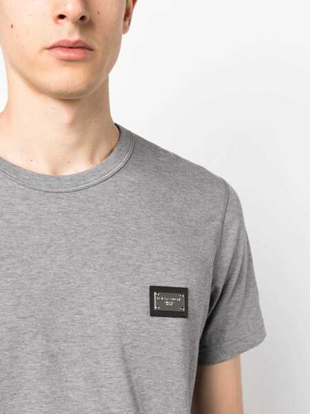 Tricouri Dolce & Gabbana Cotton T-Shirt With Logo Plaque GREY Barbati (BM 18297031) 5