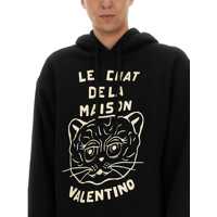 Topuri Valentino Garavani pentru Barbati - Bluze de trening Valentino Garavani Cotton Sweatshirt With Chat De La Maison Patch BLACK Barbati (BM 18297100) - B-mall.ro