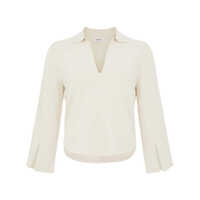 Bluze Kangra Cashmere Ivory V-Neck Blouse Femei