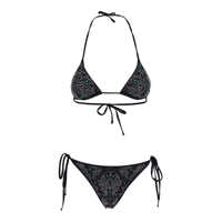 Costume de baie Black Bikini With Removable Top Cups And All-Over Beaded Embellishments In Tech Fabric Stretch Woman Femei