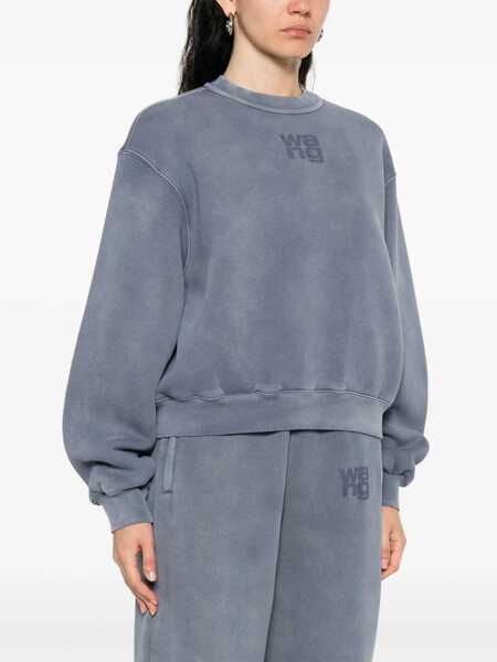 Hanorace Alexander Wang Cotton sweatshirt with logo Blue Femei (BM 18300300) 4