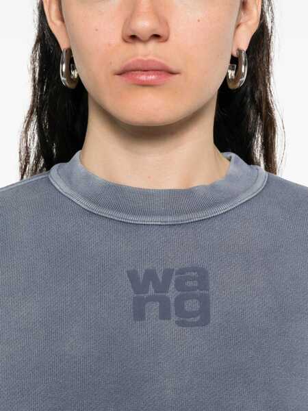 Hanorace Alexander Wang Cotton sweatshirt with logo Blue Femei (BM 18300300) 5