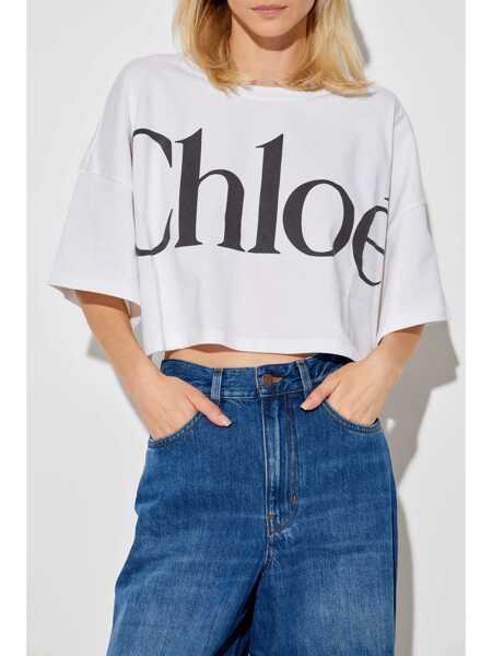 Tricouri Chloe Boxy t-shirt in cotton jersey White Femei (BM 18300312) 3