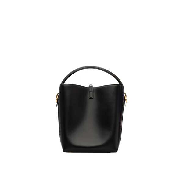 Genti de mana Saint Laurent Saint Laurent Le 37 Small Leather Bucket Bag Black Femei (BM 18305682) 3