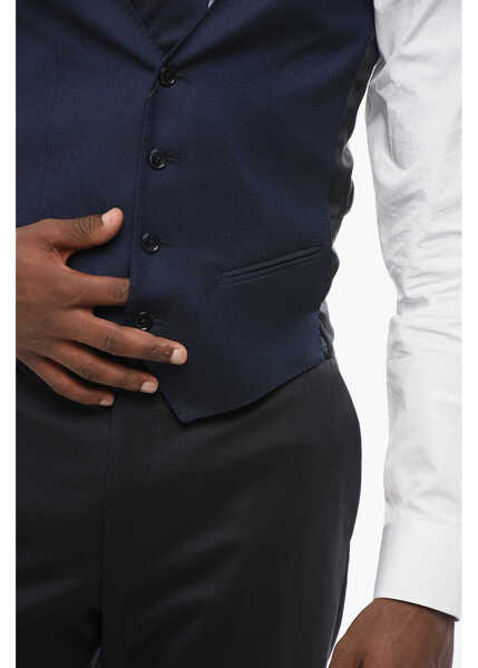 Veste costum CORNELIANI Code Wool 4 Buttons Vest Blue Barbati (BM 18305791) 3