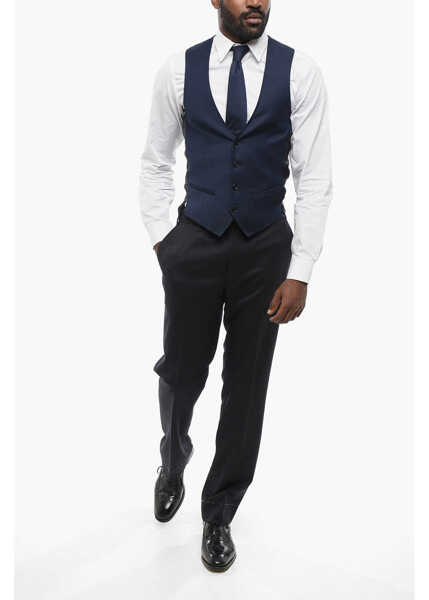 Veste costum CORNELIANI Code Wool 4 Buttons Vest Blue Barbati (BM 18305791) 4