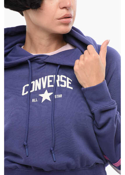 Bluze de trening Converse All Star Brushed Cotton Blend Hoodie With Drawstring Blue Femei (BM 18305797) 3