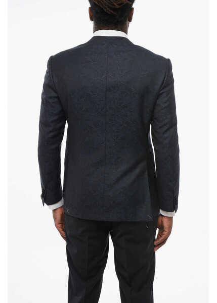 Sacouri CORNELIANI Jacquard Academy Cerimonia Single Breasted Blazer With Peak Blue Barbati (BM 18305827) 2