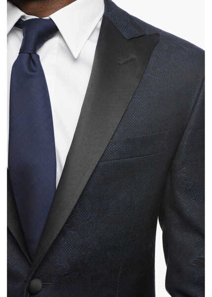 Sacouri CORNELIANI Jacquard Academy Cerimonia Single Breasted Blazer With Peak Blue Barbati (BM 18305827) 3