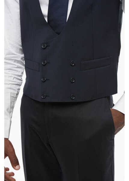 Veste costum CORNELIANI Cc Collection Double Breasted Reward Wool Vest Blue Barbati (BM 18305860) 3