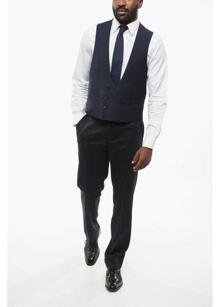 Veste costum CORNELIANI Cc Collection Double Breasted Reward Wool Vest Blue Barbati (BM 18305860) 4