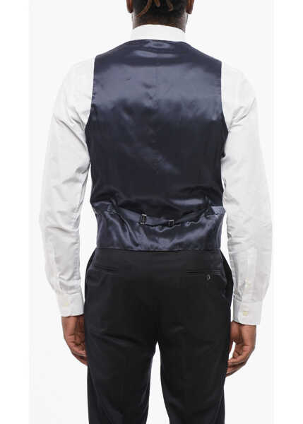 Veste costum CORNELIANI Virgin Wool Vest With Half-Belt Blue Barbati (BM 18306028) 2