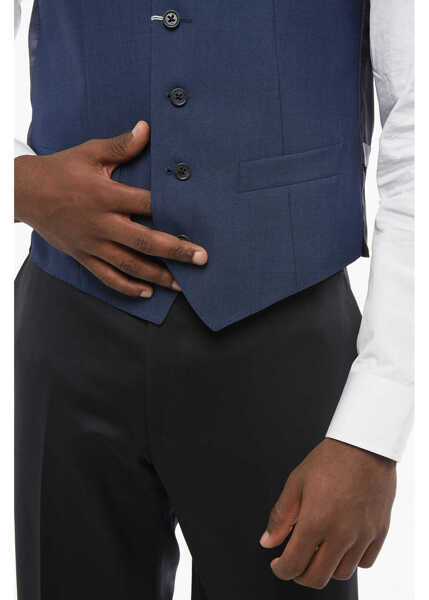 Veste costum CORNELIANI Virgin Wool Vest With Half-Belt Blue Barbati (BM 18306028) 3