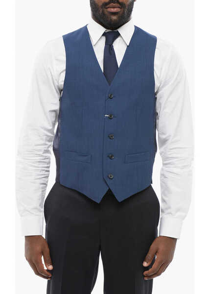 Veste costum CORNELIANI Virgin Wool Vest With Half-Belt Blue Barbati (BM 18306028) 1