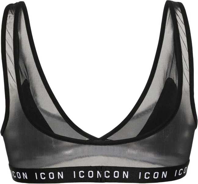 Sutiene DSQUARED2 Triangle Bra With See Through Details Black Femei (BM 18306037) 2