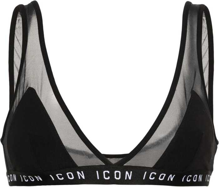 Sutiene DSQUARED2 Triangle Bra With See Through Details Black Femei (BM 18306037) 1