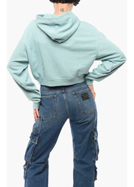 Bluze de trening Converse Brushed Cotton Blend Cropped Hoodie Blue Femei (BM 18306130) 2