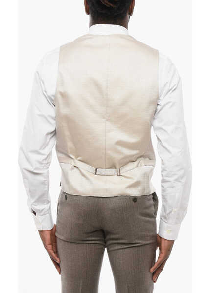 Veste costum CORNELIANI 4 Buttons Silk Vest With Jetted Pockets Beige Barbati (BM 18306133) 2