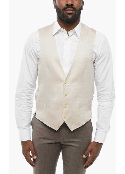 Veste costum CORNELIANI 4 Buttons Silk Vest With Jetted Pockets Beige Barbati (BM 18306133) 1