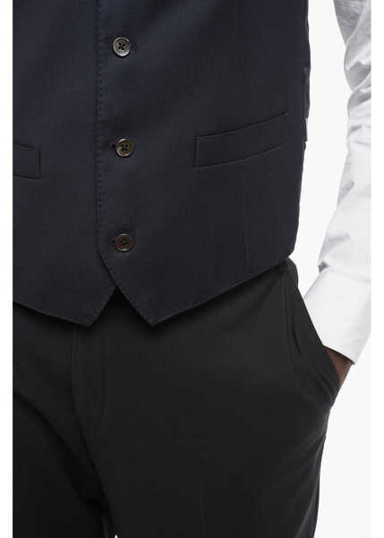 Veste costum CORNELIANI Blended Silk Vest With Slit Pocket Blue Barbati (BM 18306139) 3