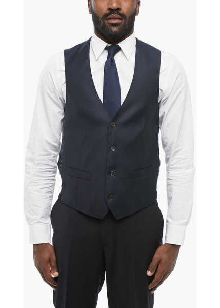 Veste costum CORNELIANI Blended Silk Vest With Slit Pocket Blue Barbati (BM 18306139) 1