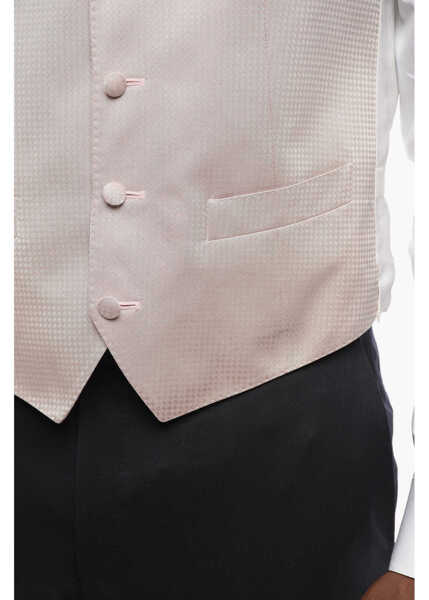 Veste costum CORNELIANI Embroidered 4 Buttons Silk Vest Pink Barbati (BM 18306142) 3