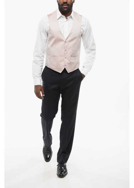 Veste costum CORNELIANI Embroidered 4 Buttons Silk Vest Pink Barbati (BM 18306142) 4