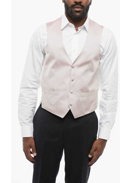 Veste costum CORNELIANI Embroidered 4 Buttons Silk Vest Pink Barbati (BM 18306142) 1