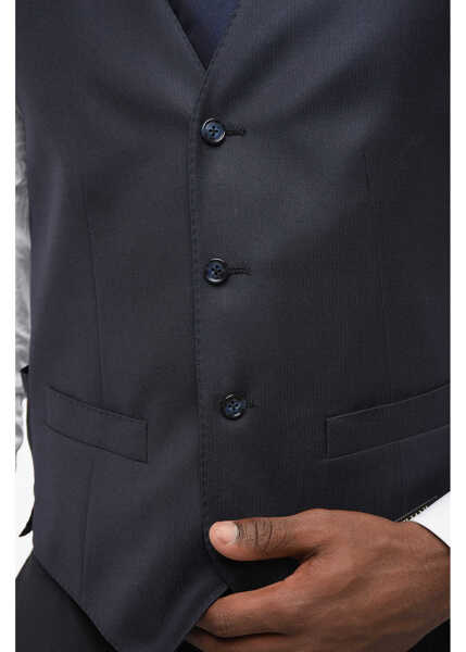 Veste costum CORNELIANI Blended Silk Vest With Slit Pocket Blue Barbati (BM 18306154) 3