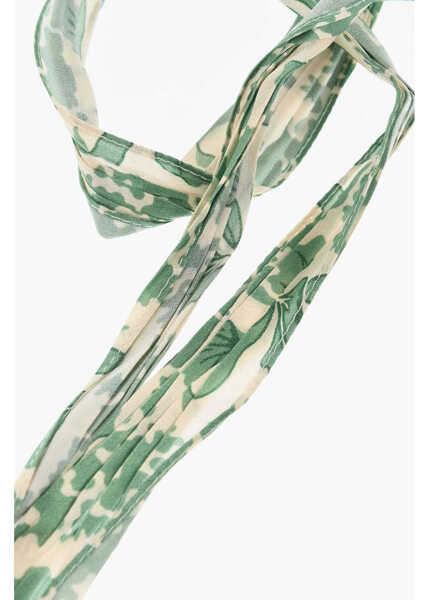 Esarfe DSQUARED2 Silk Slim Foulard With Hibiscus Print Green Barbati (BM 18306172) 3