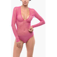 Body-uri Long-Sleeved Monogram Lace Bodysuit Femei