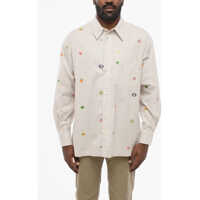 Camasi casual Kenzo Striped Fruit Stickers Cotton Shirt With Breast-Pocket