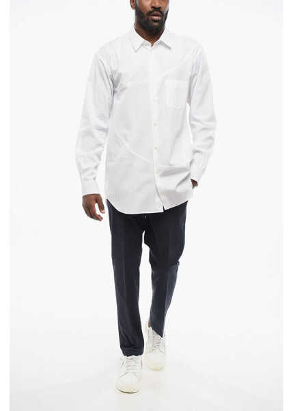 Camasi casual Comme des Garons Transversal Stitching Popeline Shirt With Breast-Pocket White Barbati (BM 18307276) 4