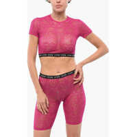 Sosete Lace Crop Top With Logoed Elastic Band Femei