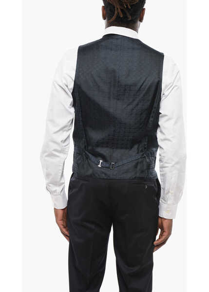 Veste costum CORNELIANI Virgin Wool Vest With Covered Buttons Blue Barbati (BM 18307312) 2